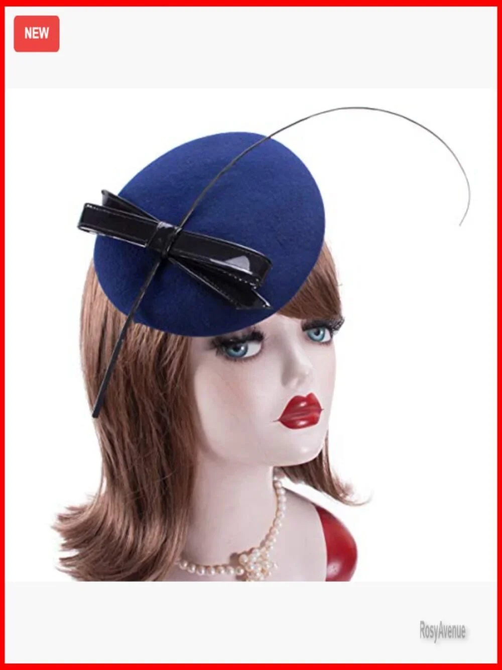 Wool Felt Fascinator Hat with Feather Bow for Cocktail Parties